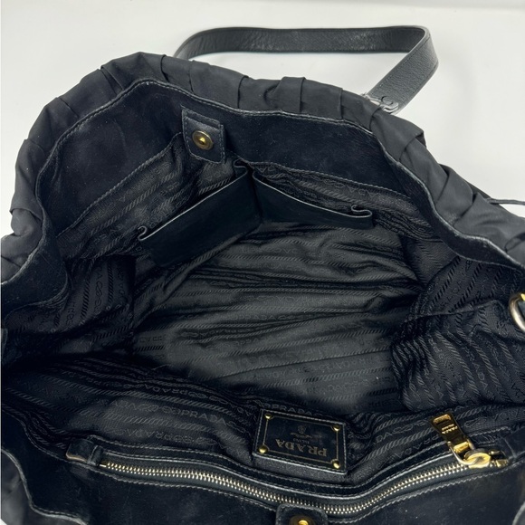Prada Tessuto Gaufre Nylon Black Satchel Bag – Pleated, Leather Trim - Picture 13 of 13